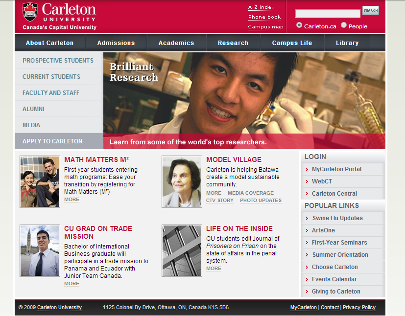 Carleton University web design
