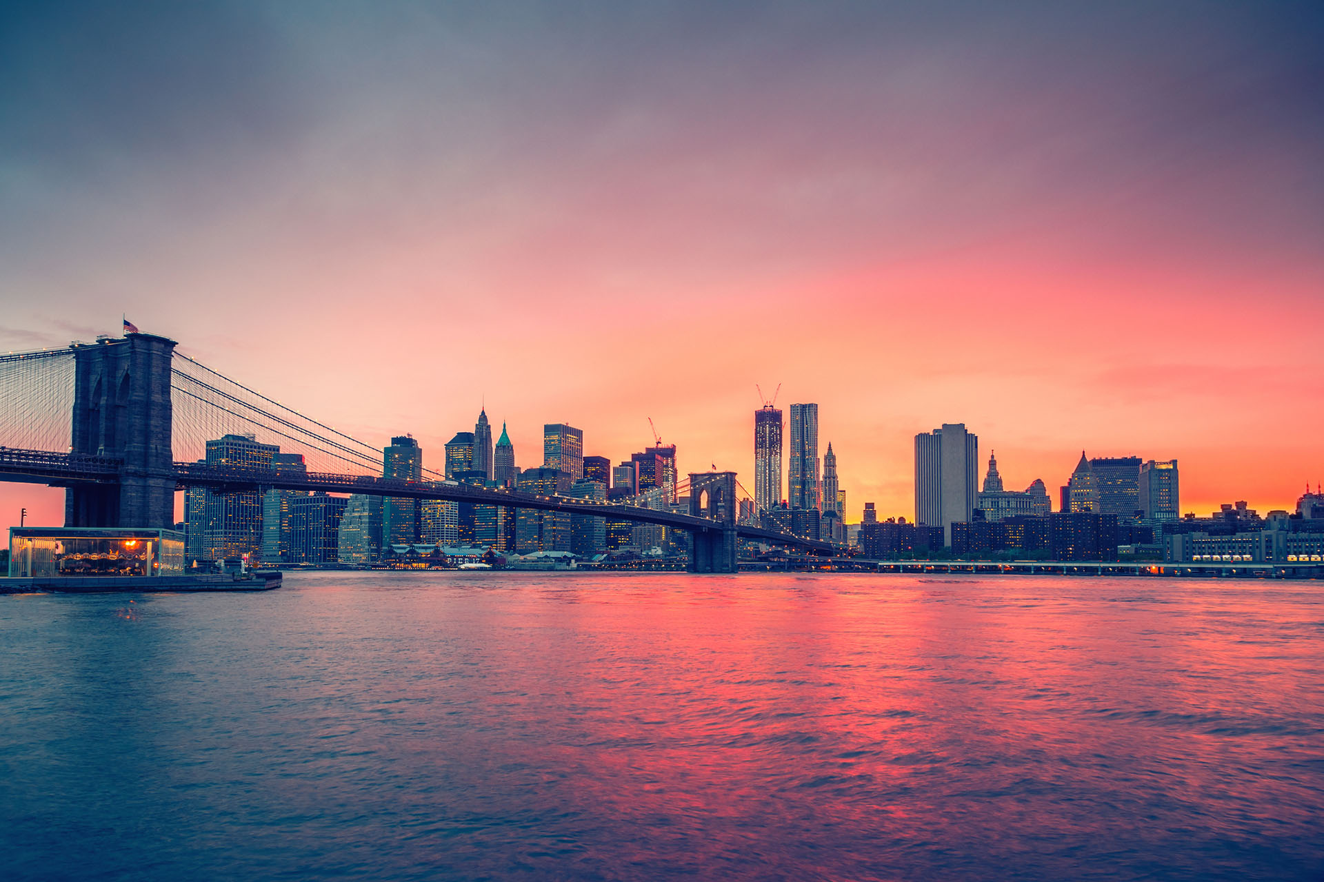Brooklyn Bridge and Manhattan at Dusk